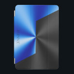 en blauwe metalen achtergrond iPad mini cover<br><div class="desc">Blauwe en zwarte geometrische achtergrond,  metallisch uiterlijk met een aanpasbare achtergrond.</div>