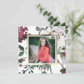  en chique Floral Graduation Party Foto Kaart (Staand voorkant)