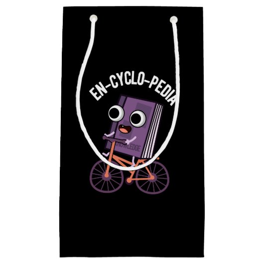 En-cyclo-Pedia Funny Encyclopedia Pun Dark BG Klein Cadeauzakje (Voorkant)