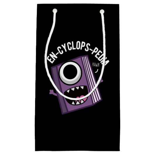 En-cyclops-pedia Funny Encyclopedia Pun Dark BG Klein Cadeauzakje (Voorkant)