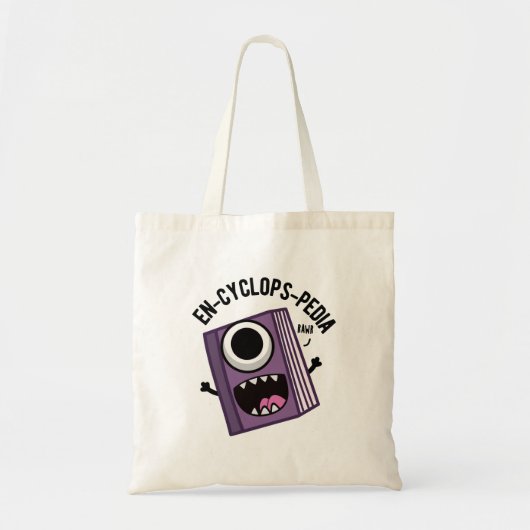 En-cyclops-pedia Funny Encyclopedia Pun Tote Bag (Voorkant)