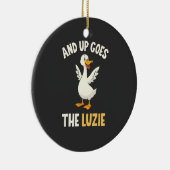 En daar gaan de Luzie Funny Goose Lovers Keramisch Ornament (Rechts)