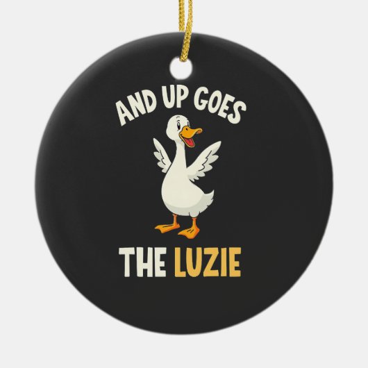 En daar gaan de Luzie Funny Goose Lovers Keramisch Ornament (Voorkant)