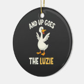 En daar gaan de Luzie Funny Goose Lovers Keramisch Ornament (Links)