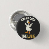 En daar gaan de Luzie Funny Goose Lovers Ronde Button 3,2 Cm (Voorkant /achterkant)