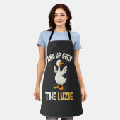 En daar gaan de Luzie Funny Goose Lovers Schort (Gedragen)