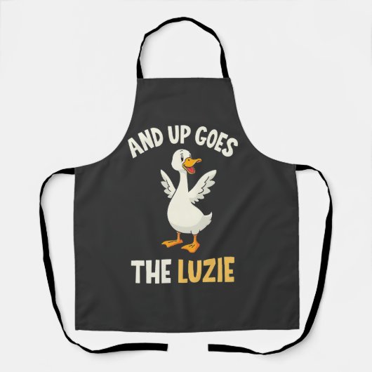 En daar gaan de Luzie Funny Goose Lovers Schort (Voorkant)