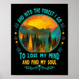 En de bossen in, ik ga wandelen kamperen zomer kam poster