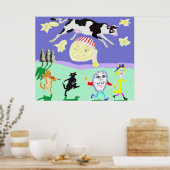 En de Dish Ran weg met de spon. Poster (Keuken)