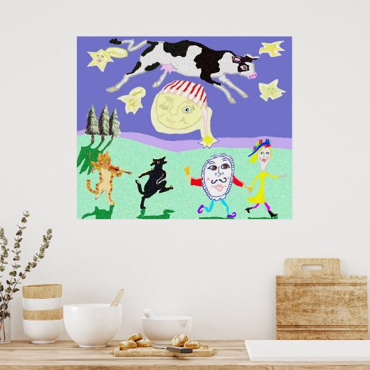 En de Dish Ran weg met de spon. Poster (Keuken)