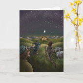 En de herders kwamen om Baby Jezus te zien. Kaart (Gele Bloem)