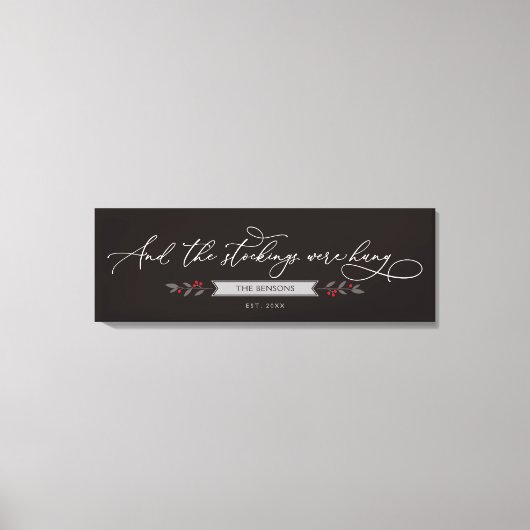 En de kousen werden opgehangen met een gepersonali canvas afdruk (Voorkant)