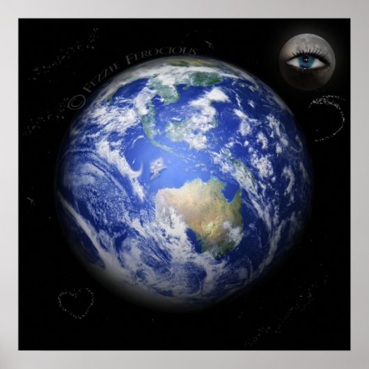 .. En de maan kijkt over de aarde. Poster (Voorkant)