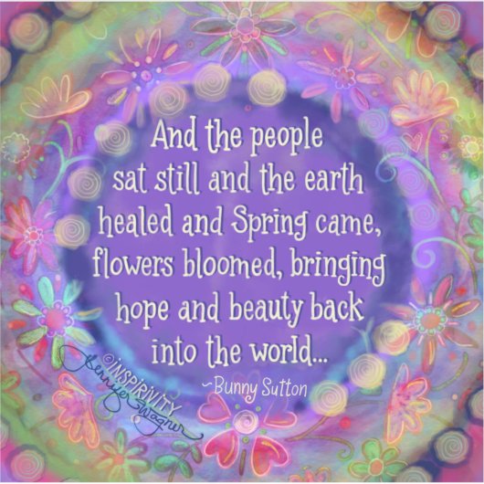 En de mensen zaten nog steeds  bloemige inspiratie sticker (Voorkant)