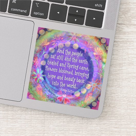 En de mensen zaten nog steeds  bloemige inspiratie sticker (Detail)