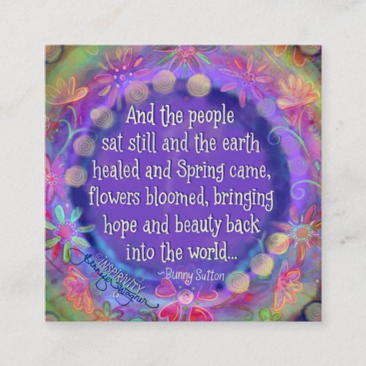 "En de mensen zitten nog steeds stil" Vierkante Visitekaartje (Voorkant)