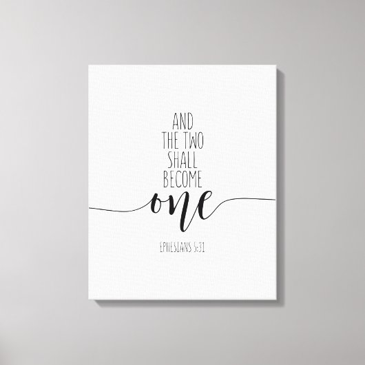 En de twee worden één, Ephesianen 5:31 Canvas Afdruk (Voorkant)