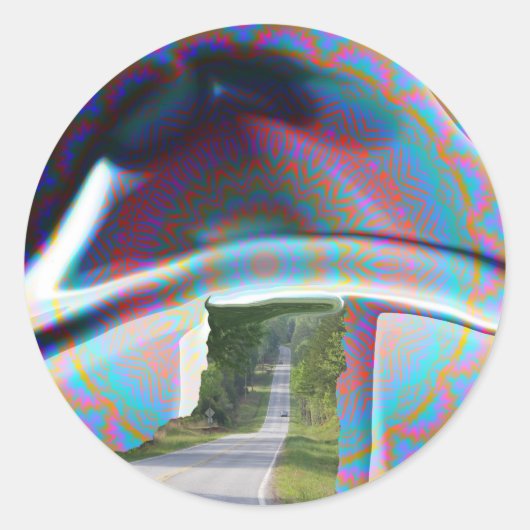 EN DE WEG GAAT VOORGOED DOOR.JPG RONDE STICKER (Voorkant)