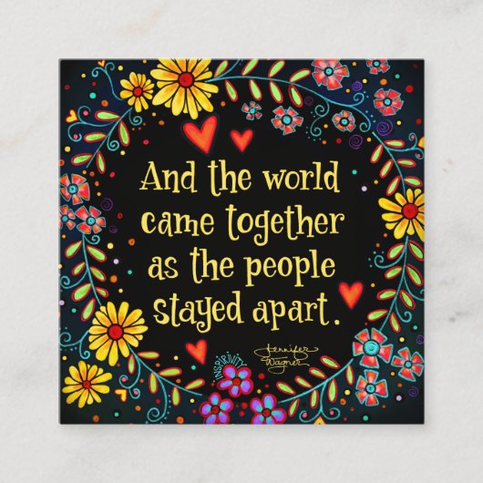 'En de wereld kan samen' inspiratiekaarten Vierkante Visitekaartje (Voorkant)