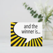 en de winnaar is! komische spraakbel briefkaart (Staand voorkant)