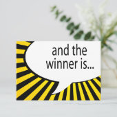 en de winnaar is! komische spraakbel kaart (Staand voorkant)
