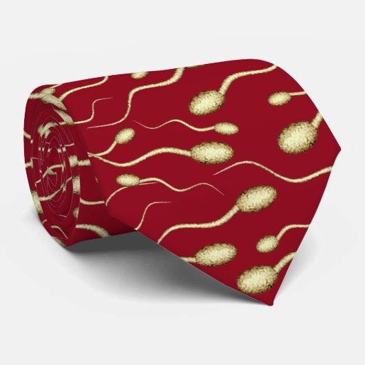 EN DE WINNER IS... (kersrood kleurensperma ontwerp Stropdas (Opgerold)