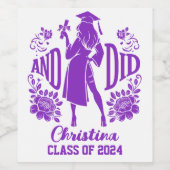 EN DID Urban Vrouw Silhouette Trendy Afstuderen Wijn Etiket (Enkel label)