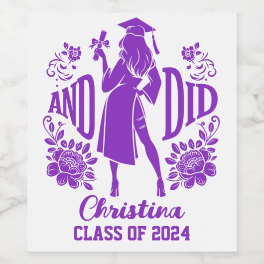 EN DID Urban Vrouw Silhouette Trendy Afstuderen Wijn Etiket (Enkel label)