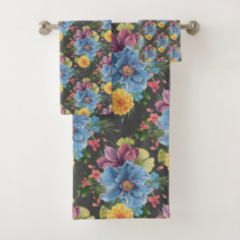 en donkere Floral Bad Handdoek