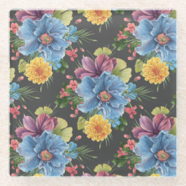 en donkere Floral Glazen Onderzetter