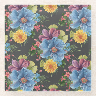 en donkere Floral Glazen Onderzetter