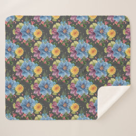 en donkere Floral Sherpa Deken
