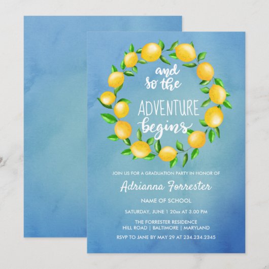 En dus begint het avontuur | Lemons Graduate Kaart (Voorkant / Achterkant)