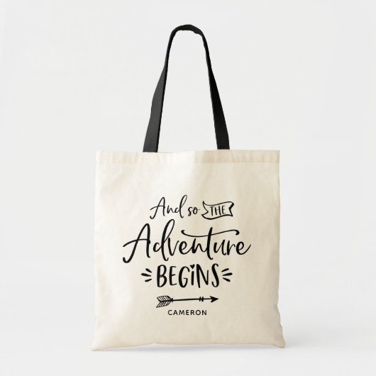 En dus begint het avontuur met handgeschreven aang tote bag (Voorkant)