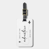 En dus begint het avontuur Zwart en Wit  Bagagelabel (Voorkant verticaal)