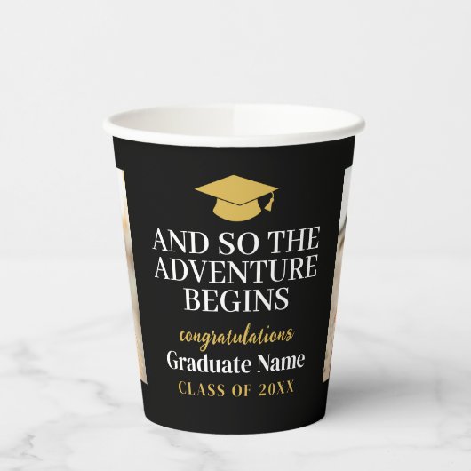 En dus wacht het avontuur op Modern Afstuderen 2 P Papieren Bekers (Links)