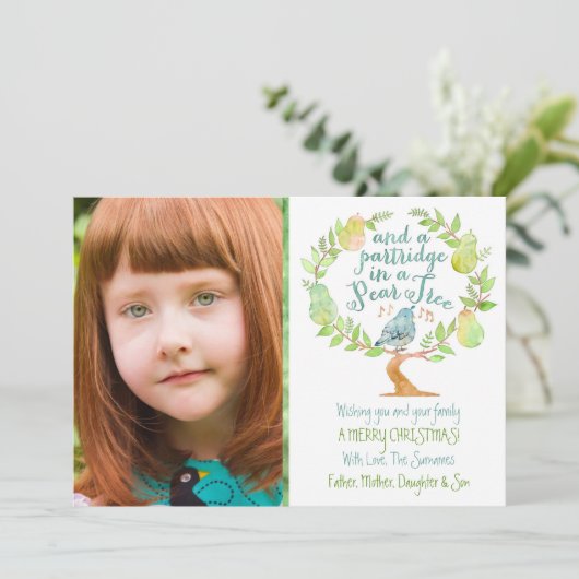 En een partridge in een perenboom feestdagenkaart (Staand voorkant)