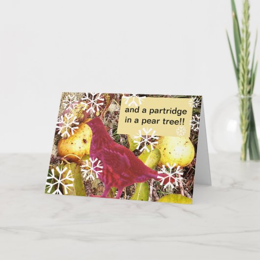 En een patrijs in een perenboom feestdagen kaart (Voorkant)
