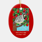 En een patrijs in een perenboom keramisch ornament (Achterkant)