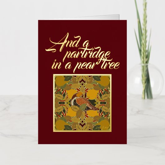 En een patrijs in een perenboom Kerstmis Folie Feestdagenkaart (Voorkant)