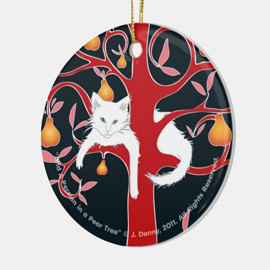 En een Perzisch in een perenboom... dubbelzijdig Keramisch Ornament (Links)