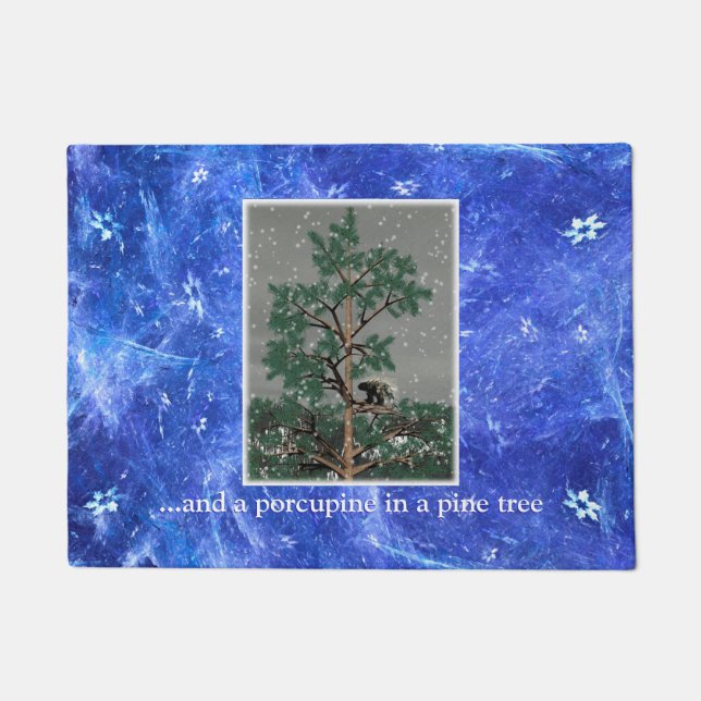 En een Porcupine in een pijnboom Deurmat (Voorkant)
