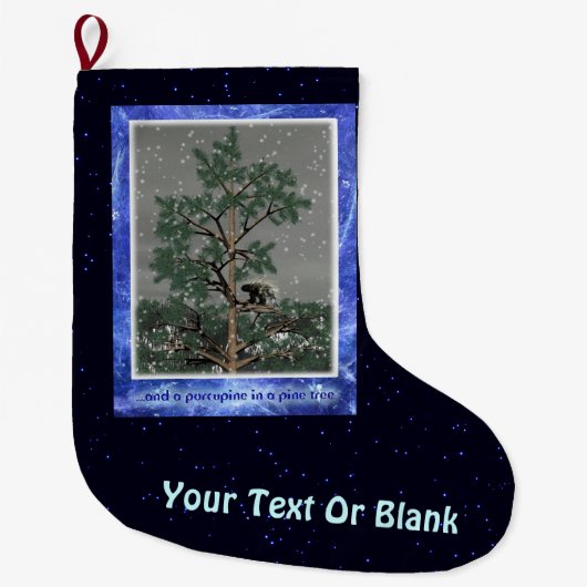 En een Porcupine in een pijnboom Grote Kerstsok (Voorkant)