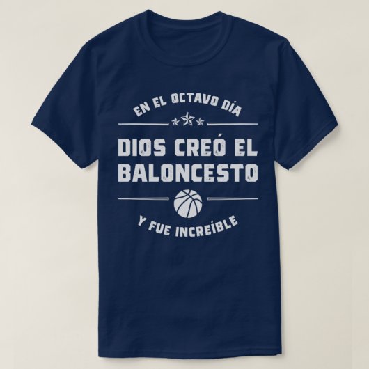 En el octavo da Dios cre el Baloncesto T-shirt (Design voorkant)