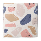  en elegant blauw en roze steen abstract tegeltje (Voorkant)