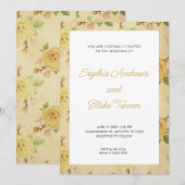  en Elegant Yellow Floral Wedding Kaart (Voorkant / Achterkant)