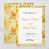 en Elegant Yellow Floral Wedding Kaart (Voorkant / Achterkant)