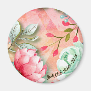en Elegante Waterverf Flower Book Club Magneet