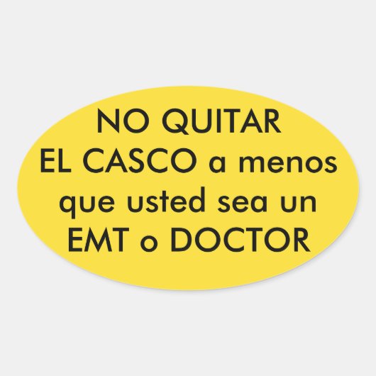 en Espanol NIET VERWIJDEREN (motorfiets) HELM Ovale Sticker (Voorkant)