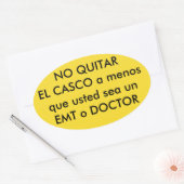 en Espanol NIET VERWIJDEREN (motorfiets) HELM Ovale Sticker (Envelop)